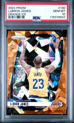 2024-25 Panini Prizm LeBron James #130 Orange Ice Prizm PSA 10 POP