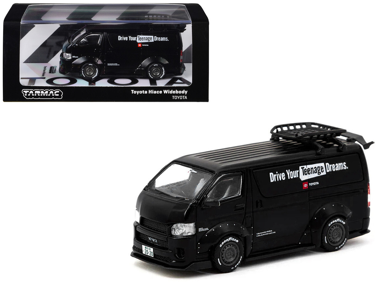 Tarmac Works Toyota Hiace Widebody Van RHD Matt Black 1/64 Diecast