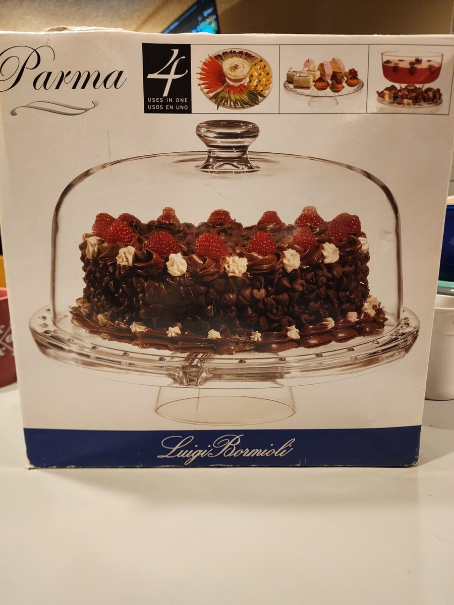 Luigi Bormioli 4 in One Glass Footed Cake Plate With Dome Cover | eBay