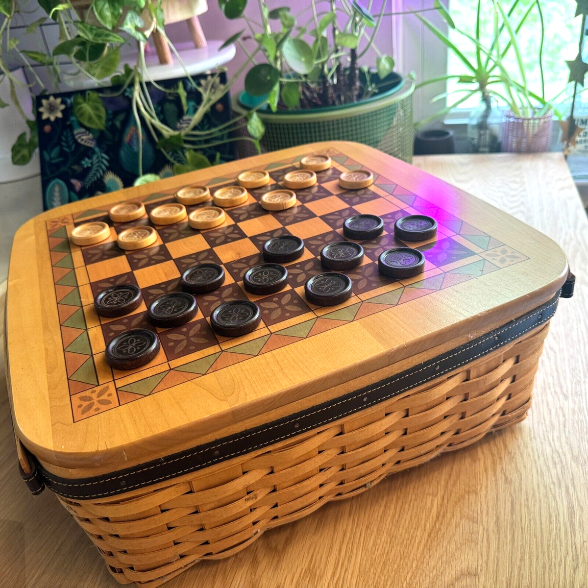 Longaberger 2001 Father's Day Checkerboard Checkers Game Basket +