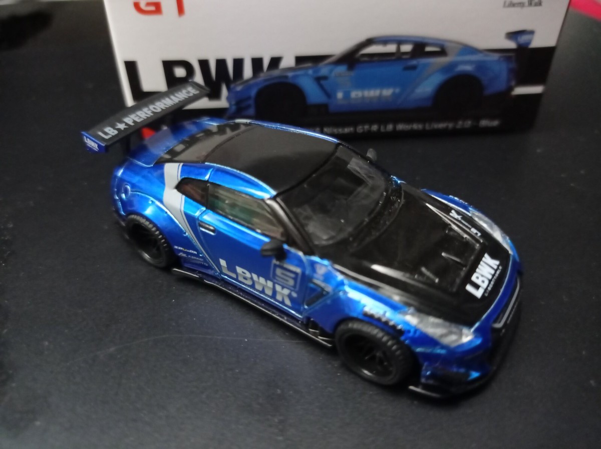 MINI GT 135 (opened) Nissan GT-R (R35) Blue / LB Work Livery 2.0