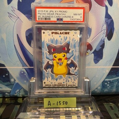 PSA 8 Poncho-Wearing Pikachu Business Card M Charizard X Mega