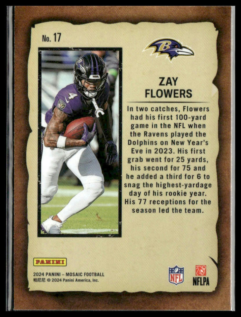 2024 Panini Mosaic #17 Zay Flowers Notoriety Baltimore Ravens | eBay