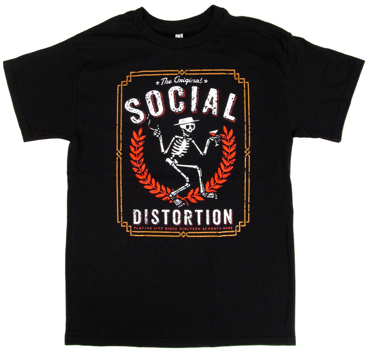 SOCIAL DISTORTION T-shirt Punk Rock Skeleton Logo Adult Mens Black