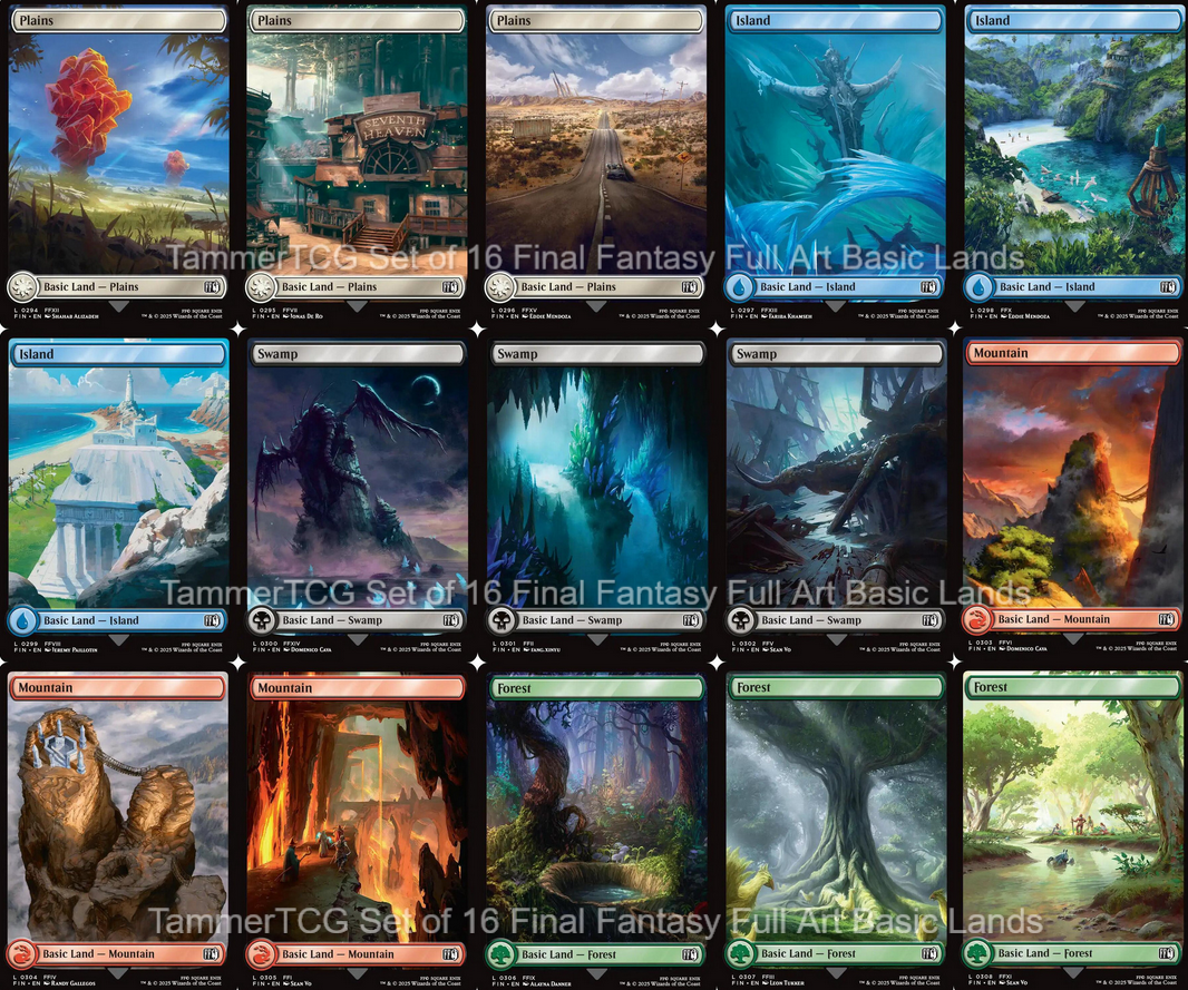16x Foil Final Fantasy Landmark Full Art Land Set Magic the