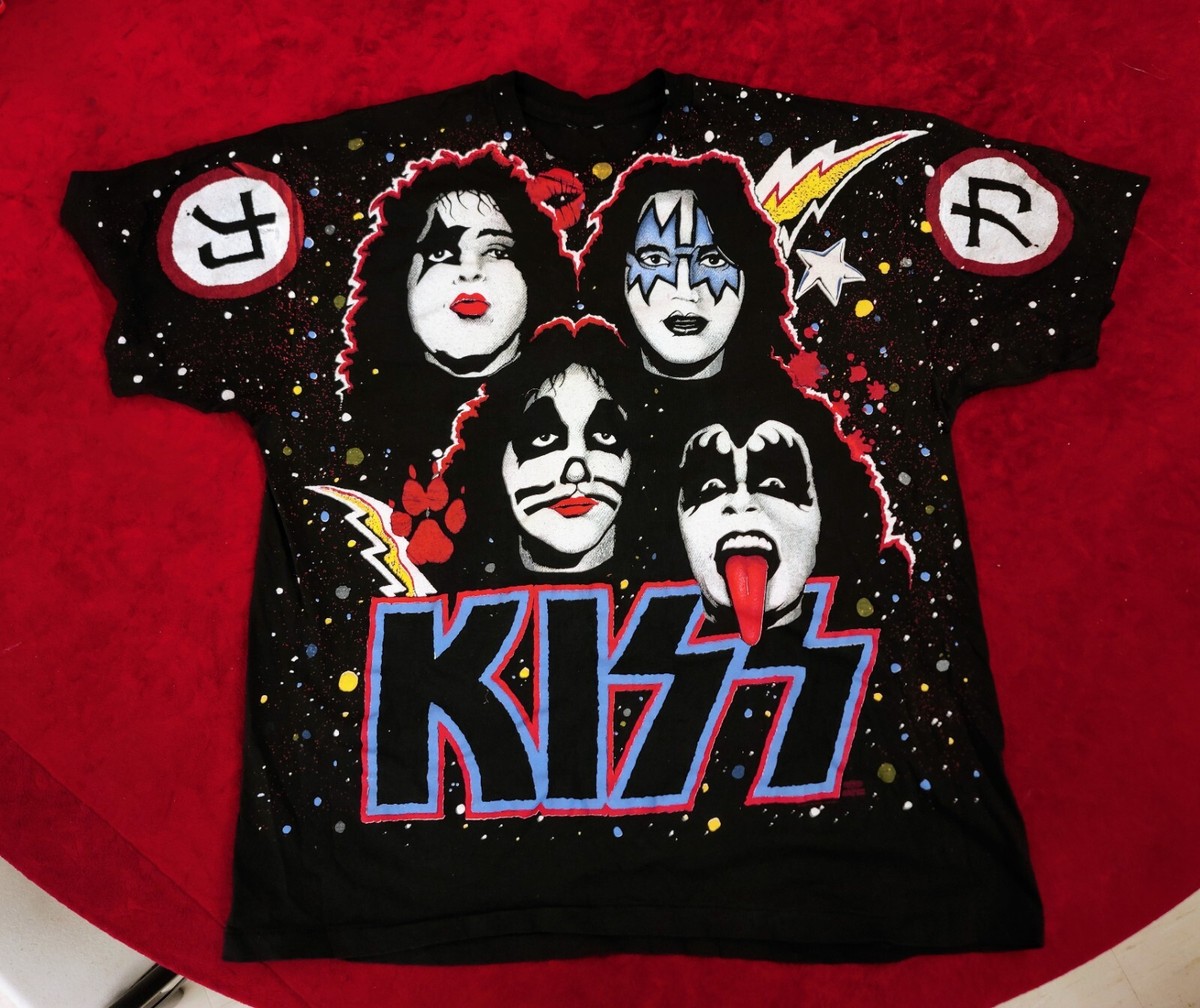 Vintage 1992 KISS All Over Print Shirt L/XL AOP Chikara Single