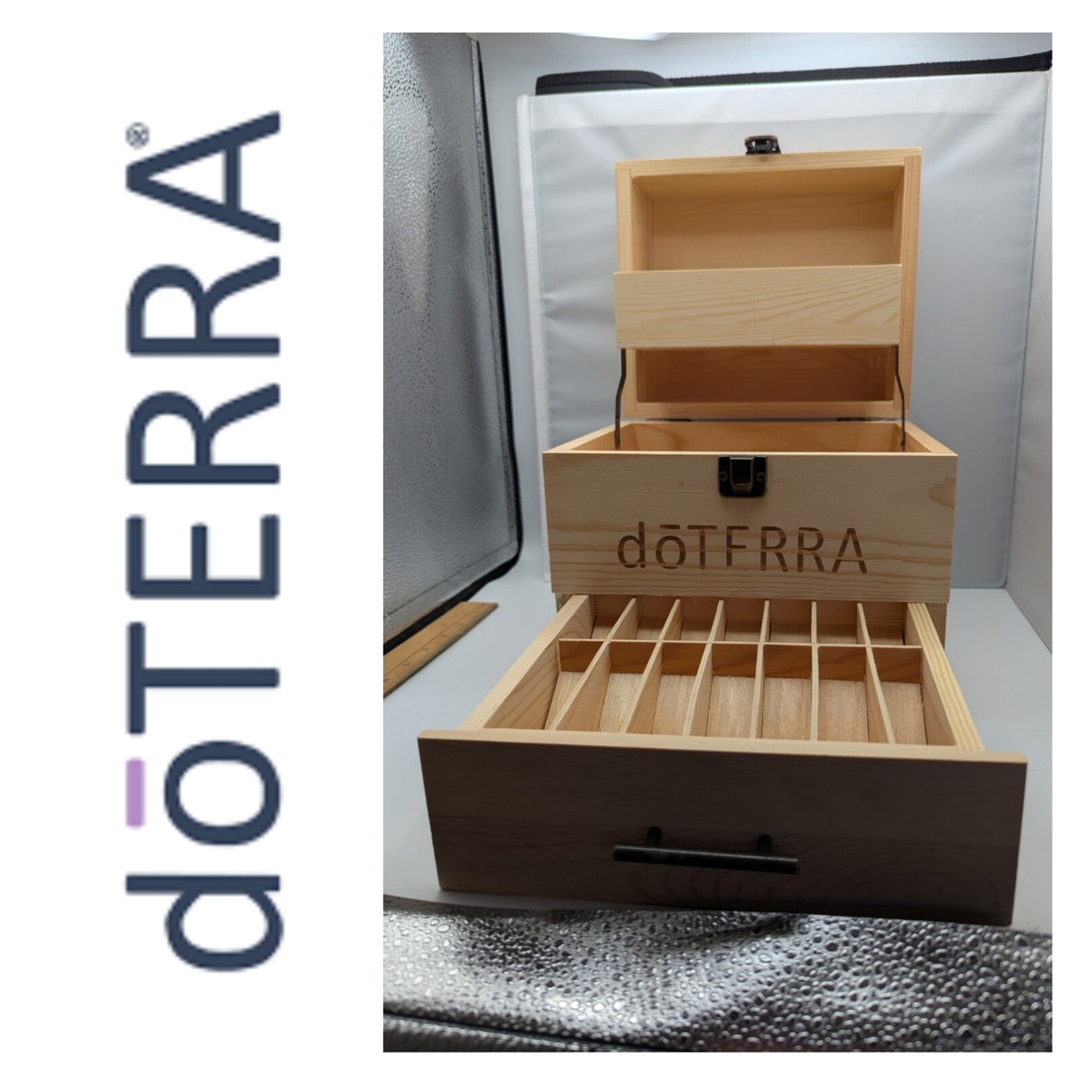Wooden Storage Box DoTerra Essential Oil 3 Levels 50+ Bottles 14