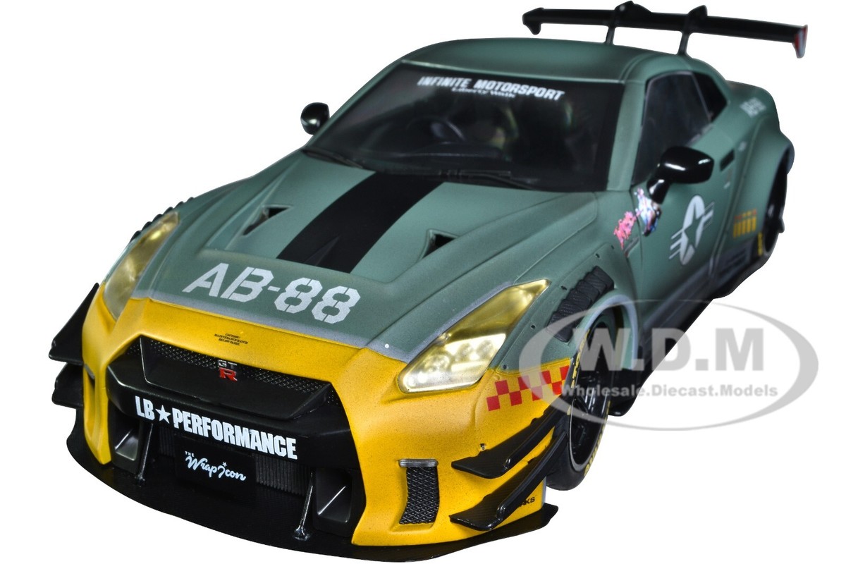 2022 NISSAN GT-R (R35) RHD LIBERTY WALK 2.0 ARMY FIGHTER 1/18 BY