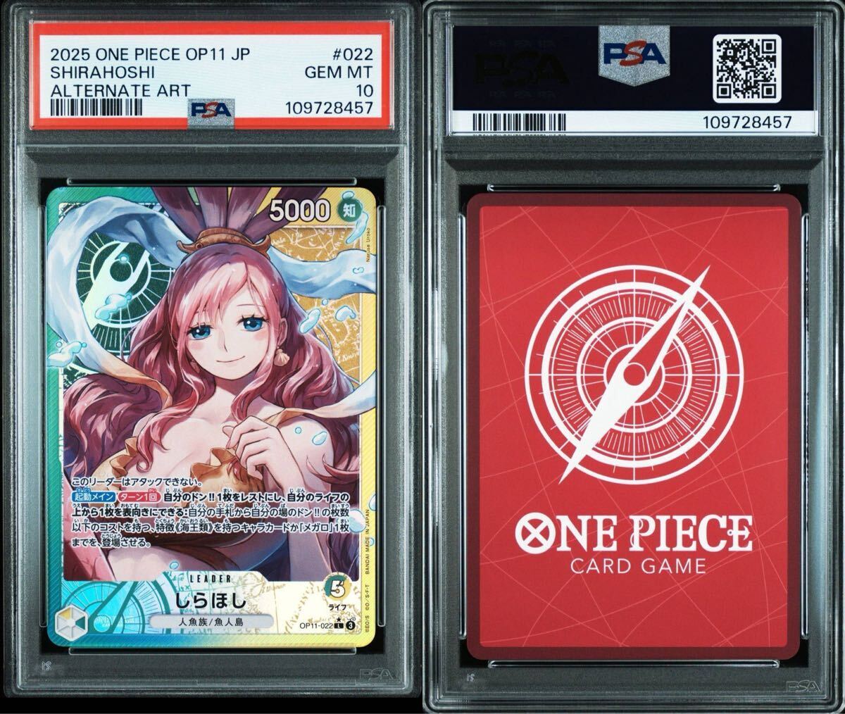 2025 PSA 10 Shirahoshi L Leader Parallel OP11-022 One Piece Card