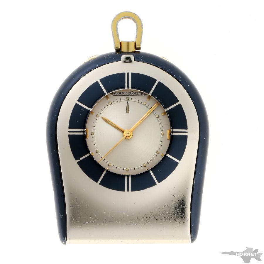 JAEGER LECOULTRE Travel Clock Alarm 100074 Manual Silver Dial Gold