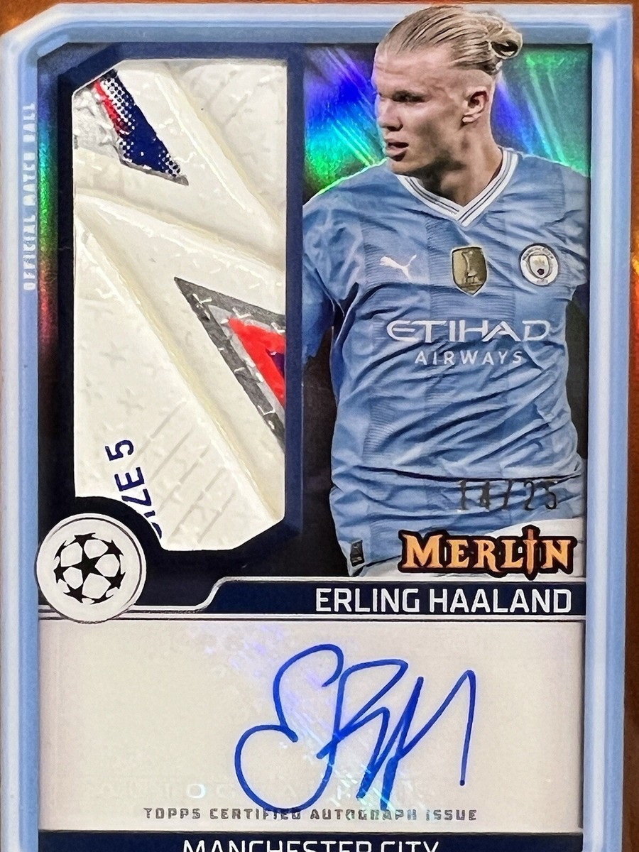 Erling Haaland 2023 Topps Merlin UEFA CC Match Ball Signature