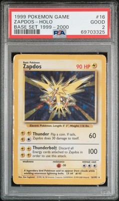 1999 Pokemon Game #16 Zapdos-Holo Base Set 1999-2000 4th Print PSA
