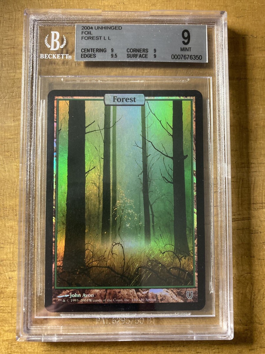 MTG✨FOREST (Full Art) FOIL✨Unhinged BGS Quad 9's+ MINT LAND 2004
