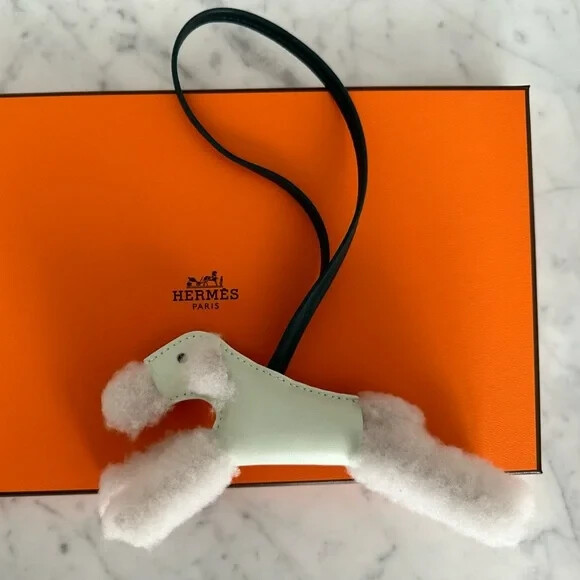 NEW HERMES Black Milo Lambskin Shearling BUDY CHARM DOG | eBay