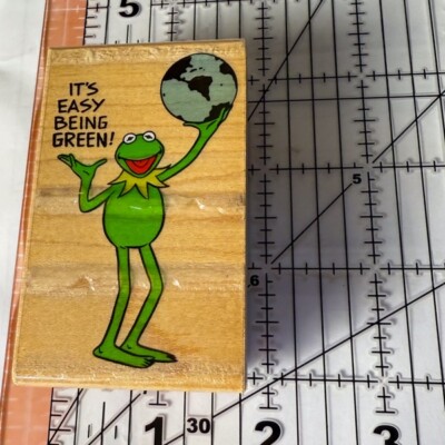 Kermit the Frog~Easy Being Green~RARE HTF Rubber Stamp~1.75