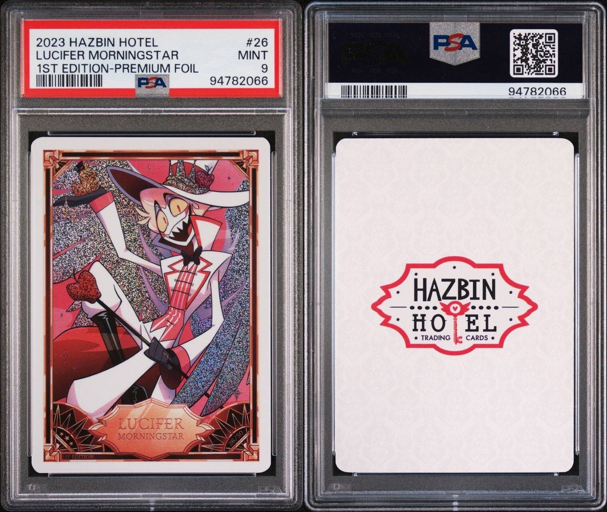 LUCIFER 26/50 - Hazbin Hotel 1st Edition Trading Card White Holo