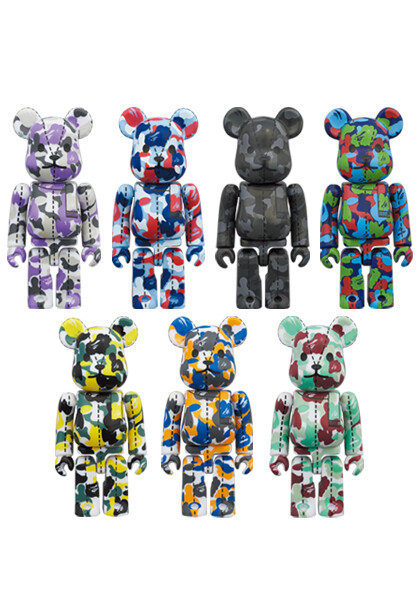 A BATHING APE(R) 28TH ANNIVERSARY BE@RBRICK BAPE CAMO 100% set