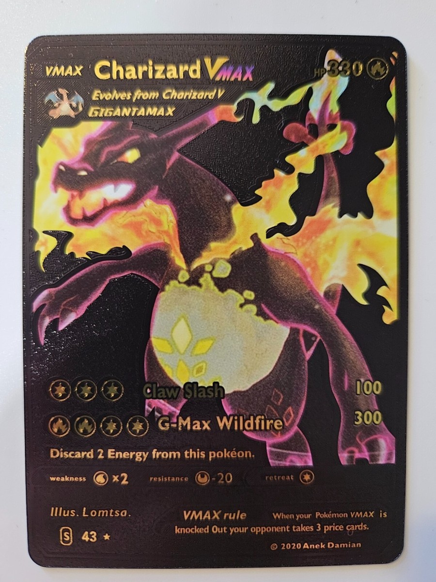 Charizard VMAX Gold/Black Foil Pokémon Card #43 Fan Art HP 330 | eBay