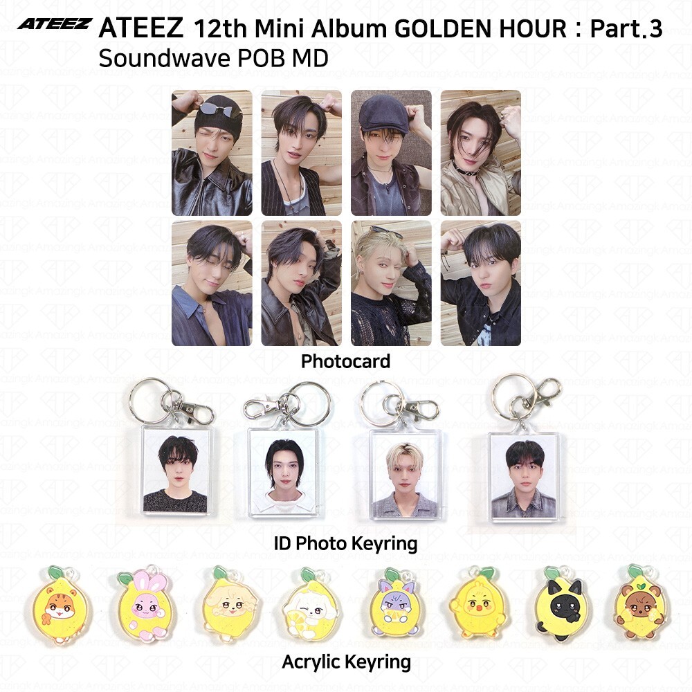 ATEEZ 12th Mini Golden Hour Part.3 Soundwave POB Photocard Keyring