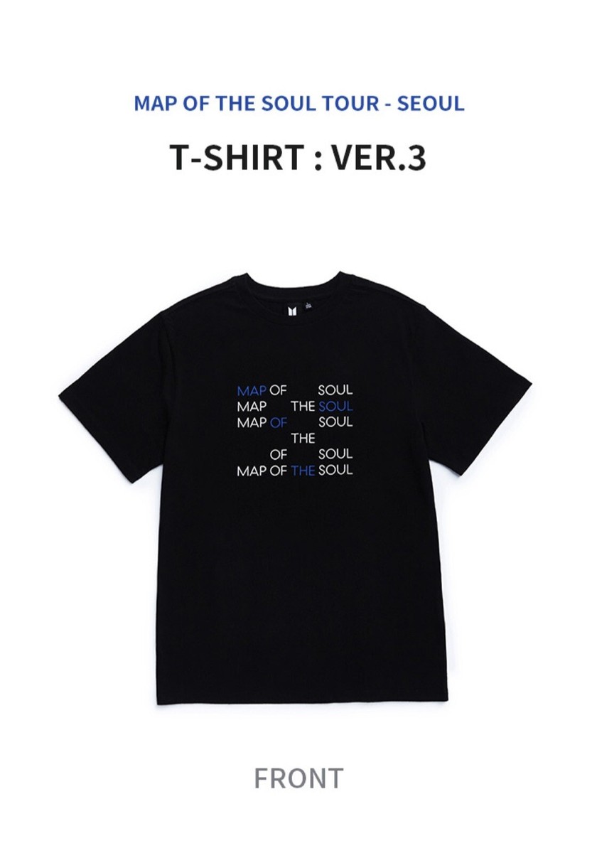 Official BTS 💜 Map Of The Soul Ver. 3 T-Shirt Tour Edition Black