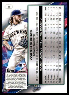 2022 Topps Cosmic Chrome - Corbin Burnes #30 for sale online | eBay