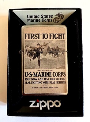 Zippo Windproof U.S. Marine Corp. Lighter, First to Fight, 97253