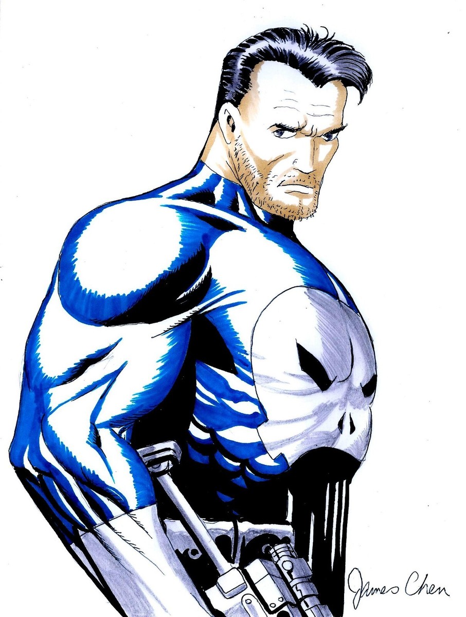 THE PUNISHER ORIGINAL COMIC COLOR ART ON CARD STOCK | eBay