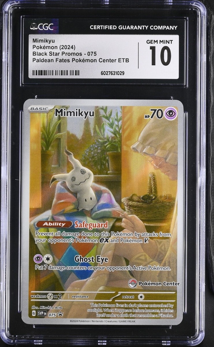 CGC 10 GEM MINT Mimikyu 075 Paldean Fates POKEMON CENTER ETB Promo