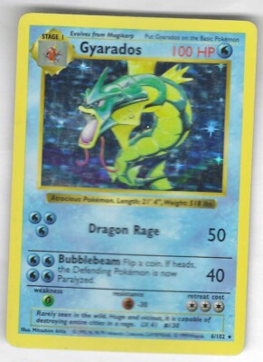 Gyarados 6/102 Shadowless Base Set Pokemon Card Holo Rare 1999