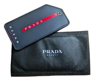 Prada Beauty Faux Leather Luggage Tag ID Plate Navy Blue/Red