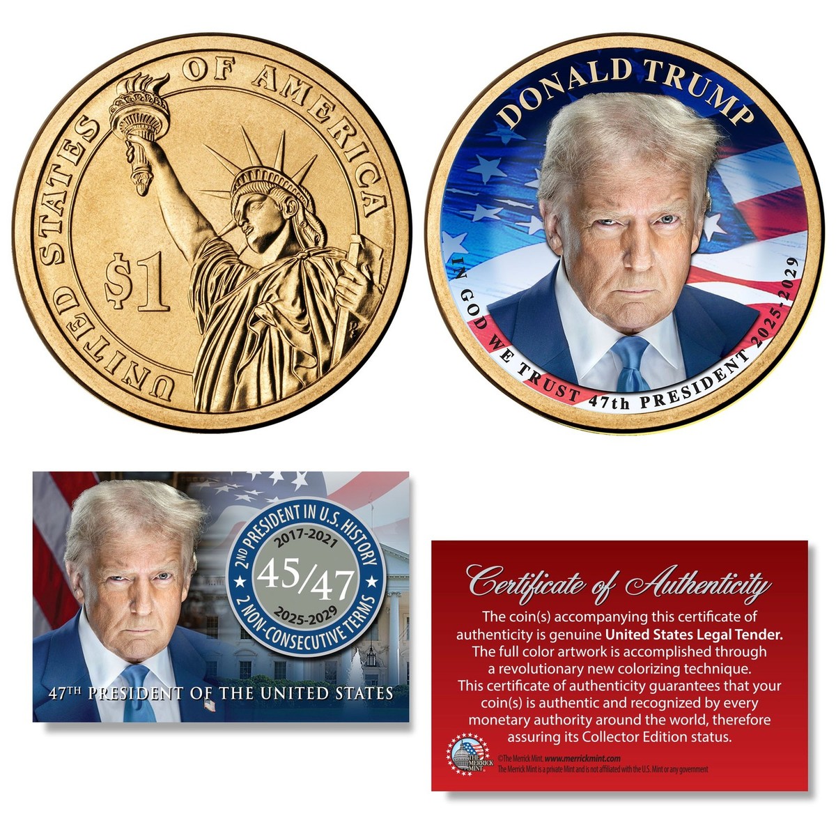 DONALD TRUMP 47th President 2025-2029 Official Presidential Dollar