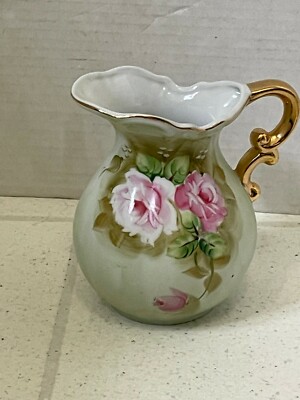 Vintage Lefton China 4578 Hand Painted Roses Pitcher 5-1/4