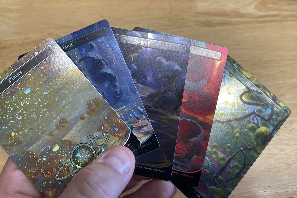 MAGIC MTG UNFINITY BORDERLESS PLANETARY GALAXY FOIL BASIC LAND SET