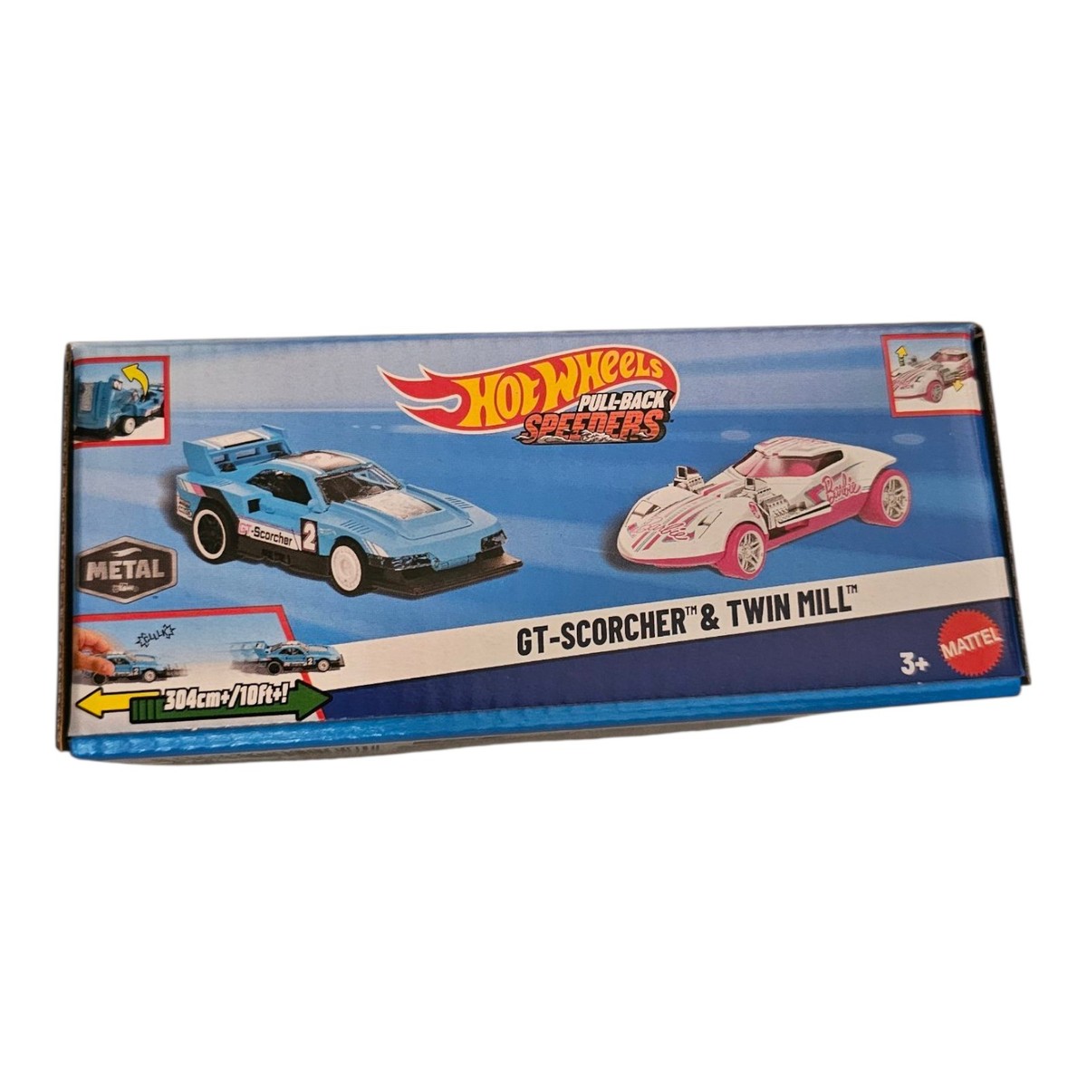 Hot Wheels 2-Pack 1:43 Scale Pull-Back Speeders: GT-Scorcher