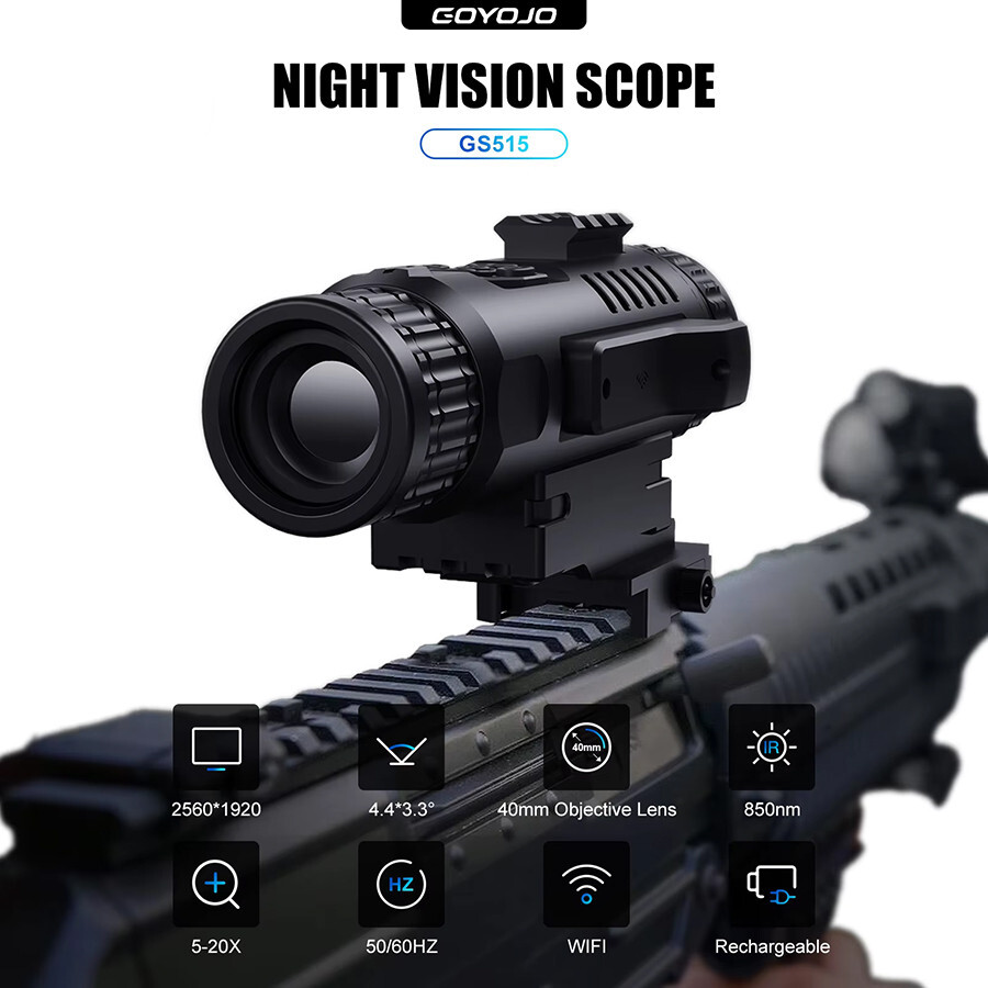 GS515 Night Vision Rifle Scope 5X-20X Zoom HD 1920p Gyroscope One