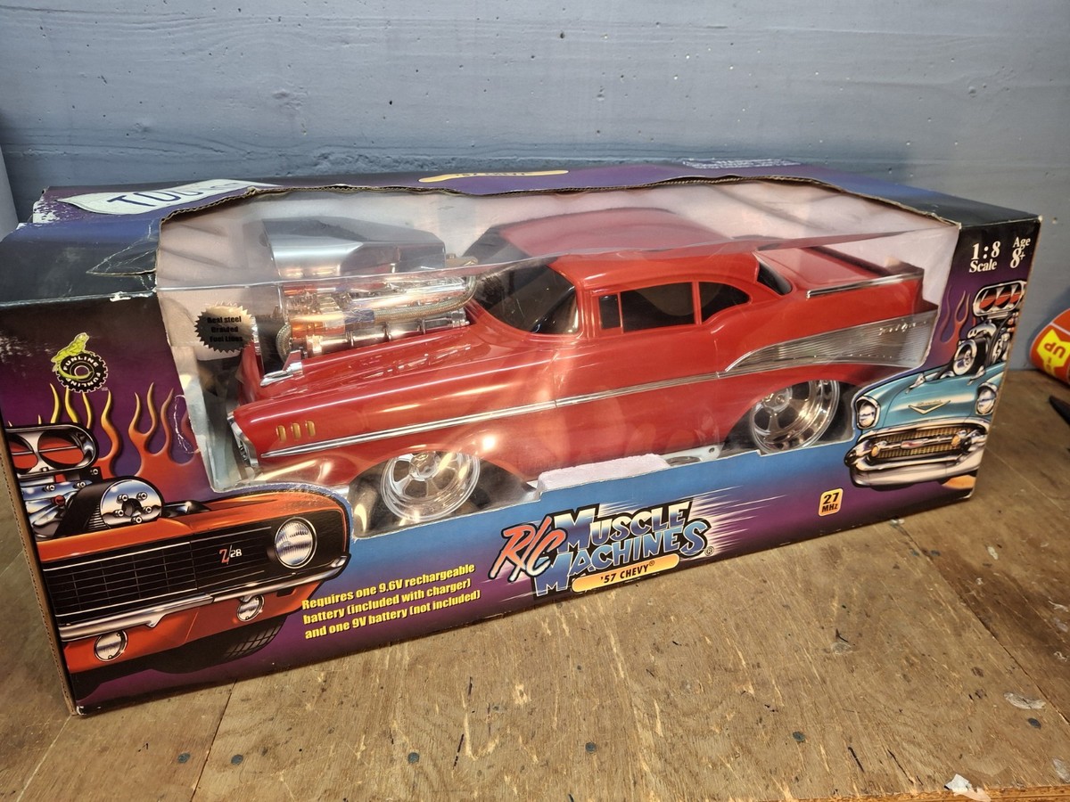 Toy Car Muscle Machines 1:8 Scale R/C in Box ('57 Chevy) 1990 (Red