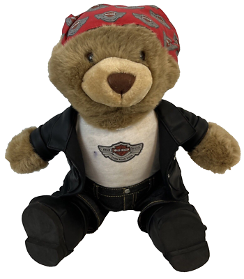 Vintage Harley Davidson Motorcycle Teddy Bear Plush Stuffed Animal