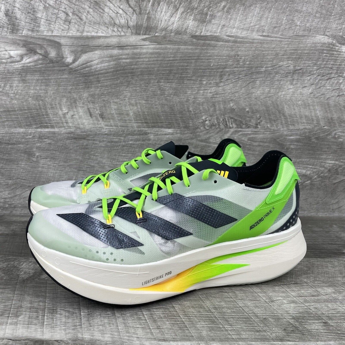 ADIDAS ADIZERO PRIME X RUNNING SHOES WHITE LINEN GREEN ALL SIZES