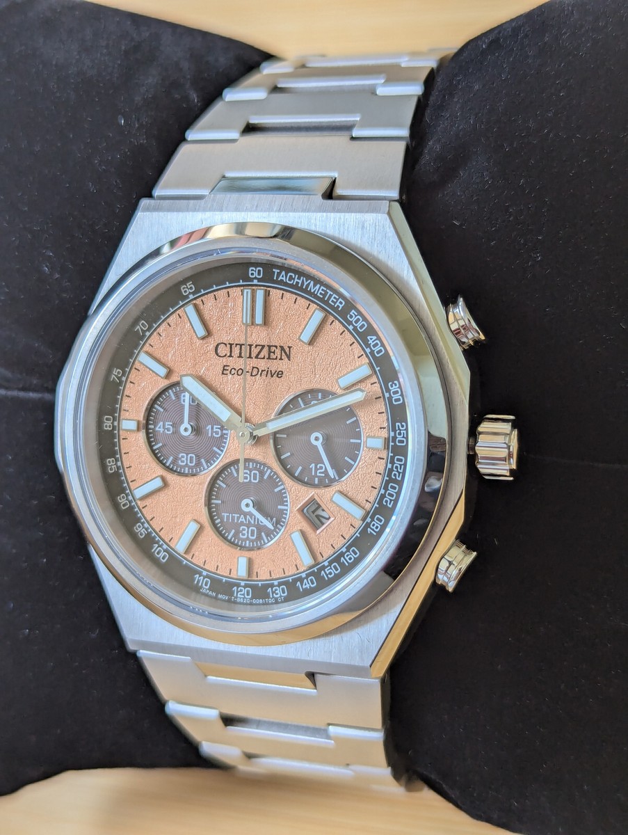 Citizen Zenshin Super Titanium Sapphire Chronograph Salmon Dial