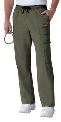 Olive Green Dickies Scrubs Gen Flex Mens Drawstring Cargo Pant