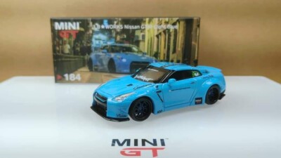 MINI GT LB*WORKS Nissan GT-R R35 Light Blue #184 Macau limited