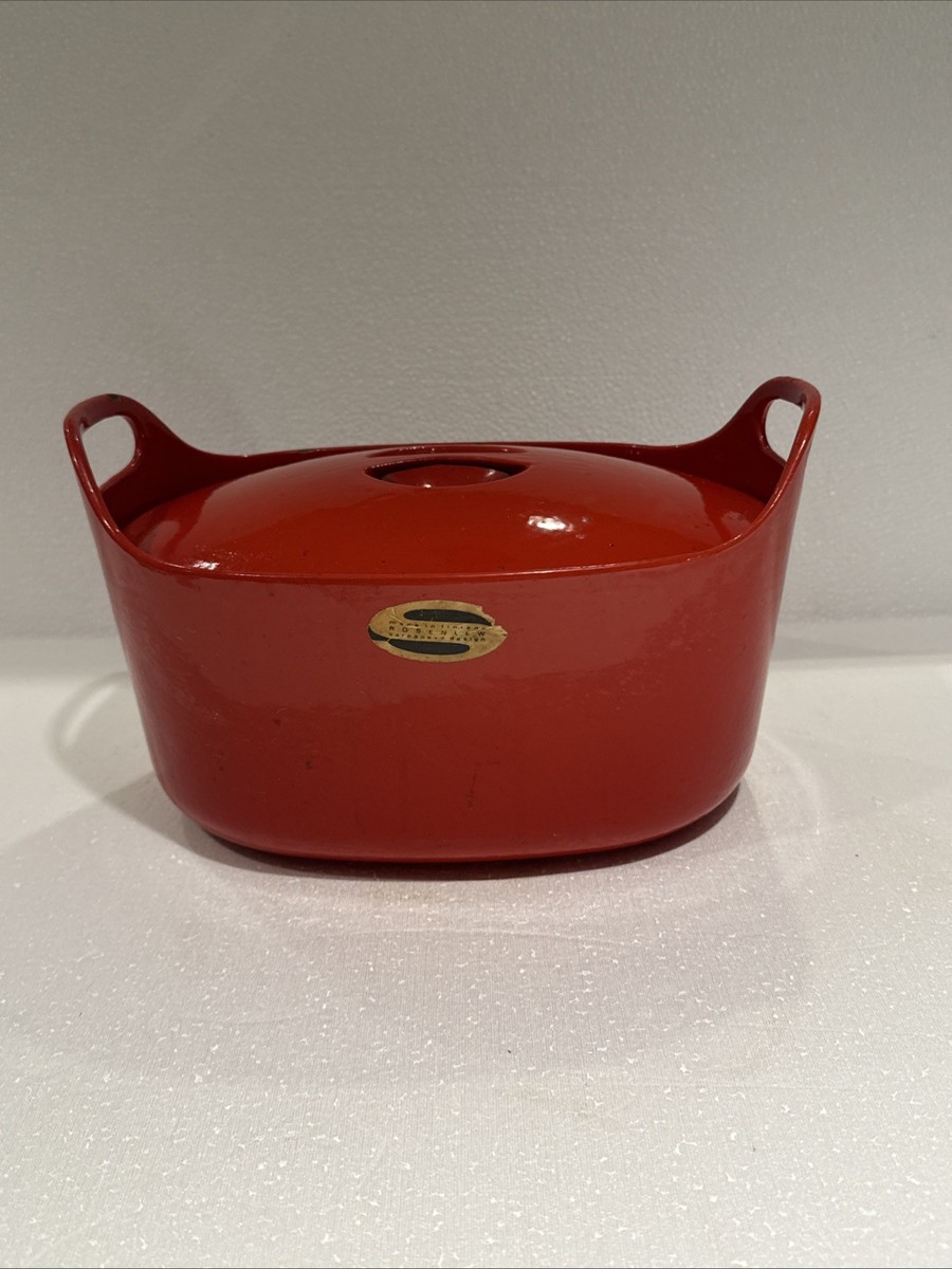 ROSENLEW FINLAND RED CAST IRON DUTCH OVEN TIMO SARPANEVA VINTAGE