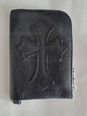 Chrome Hearts Tiny Zip Cemetery Cross Patch Wallet Black Heavy