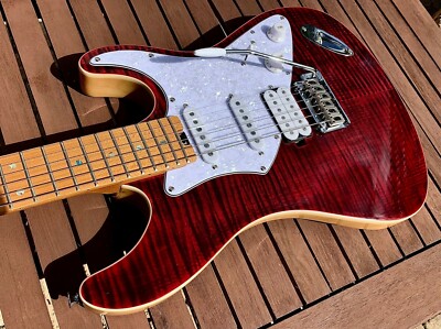 Aria Pro II 714-MK2 FULLERTON Ruby Red Flame Top HSS Electric