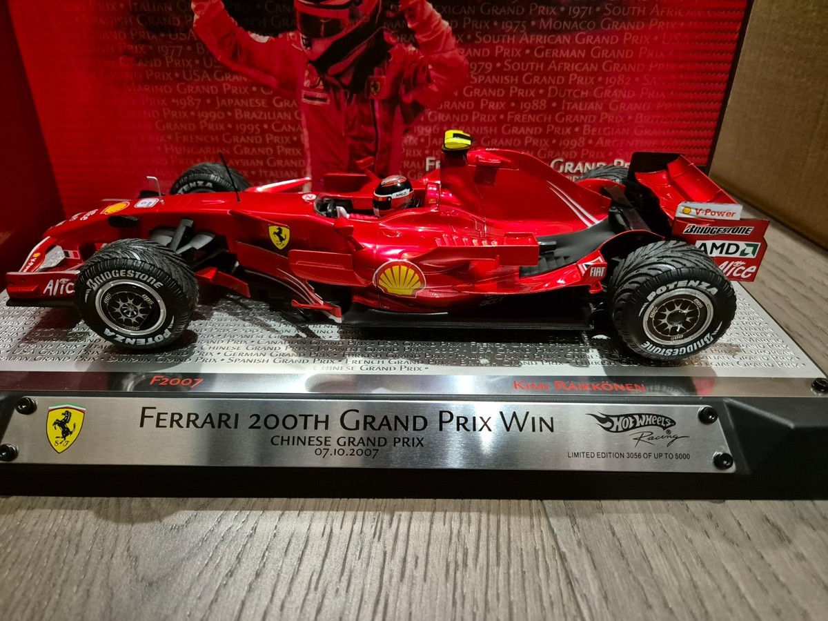 Hot Wheels 1.18 Ferrari F1 GP 2007 Kimi Raikkonen 200th GP win