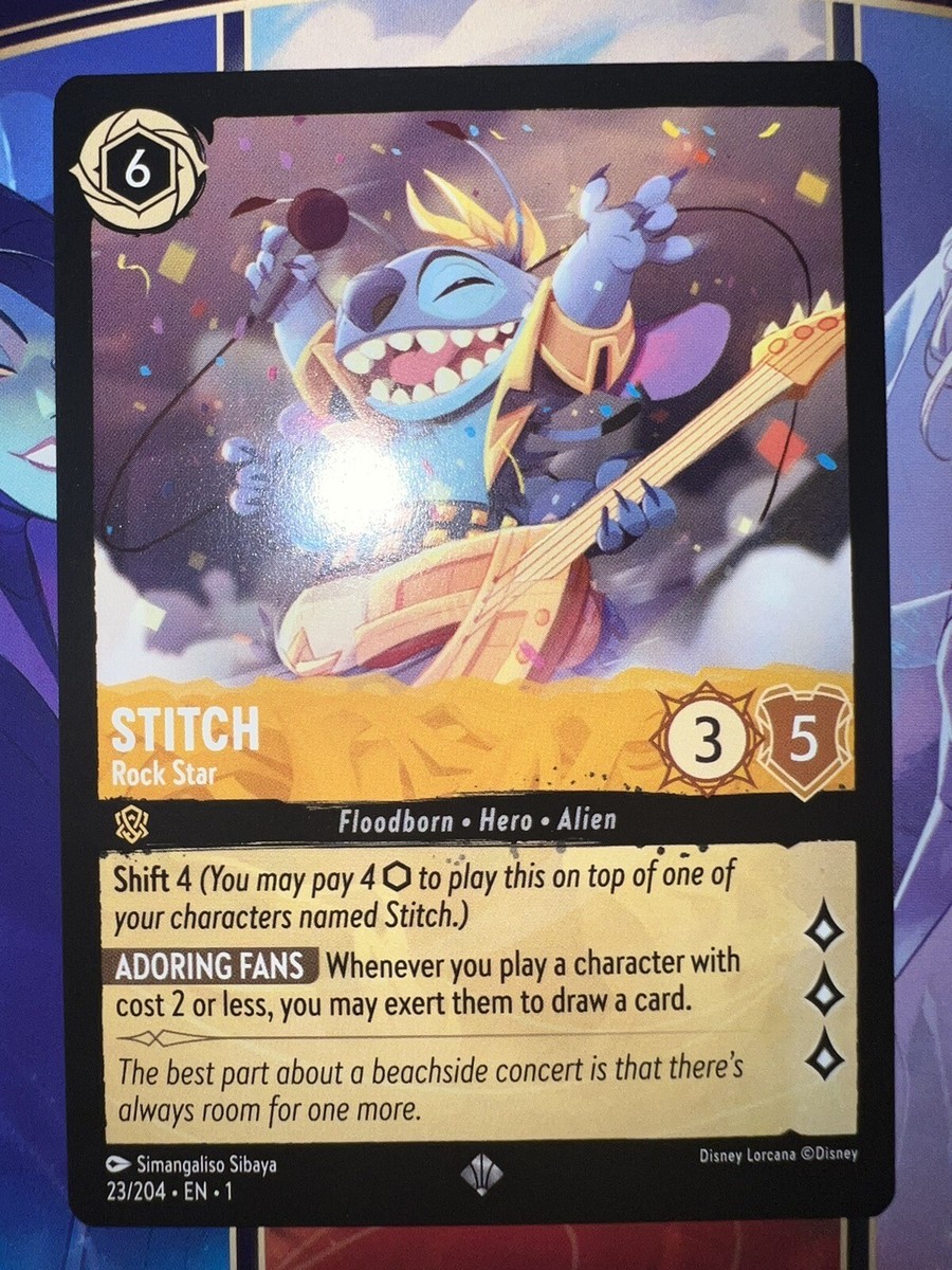 Disney Lorcana TCG Rock Star Stitch 23/204 Non-Foil Card *MINT