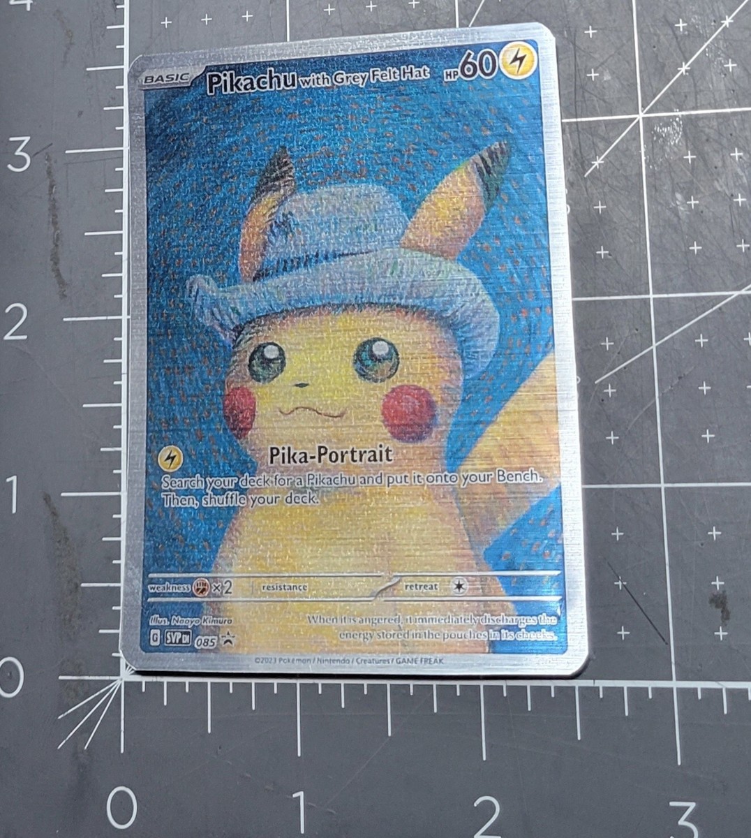 FANART STICKER Pikachu With Grey Felt Hat 085 Promo Card Pokemon