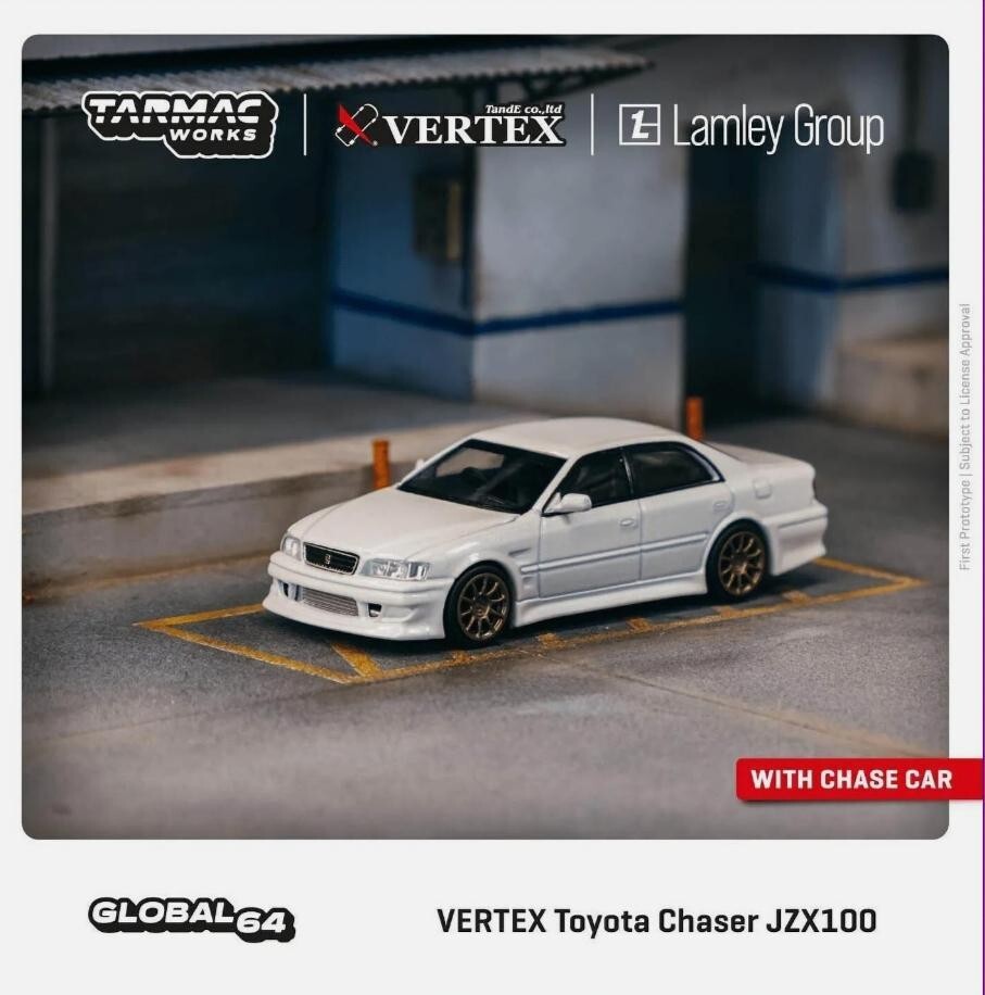 Tarmac Works 1:64 Vertex Toyota Chaser JZX100 white metallic die