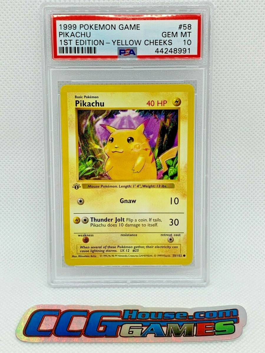 Pokemon Pikachu #58 Yellow Cheeks 1st Edition 1999 PSA GEM MINT 10