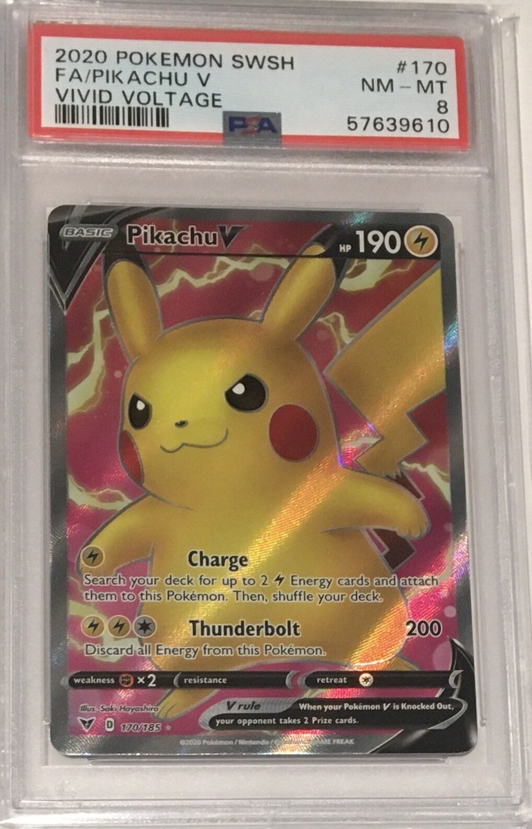 2020 Pokemon Sword & Shield Vivid Voltage PSA 8 Pikachu V Full Art